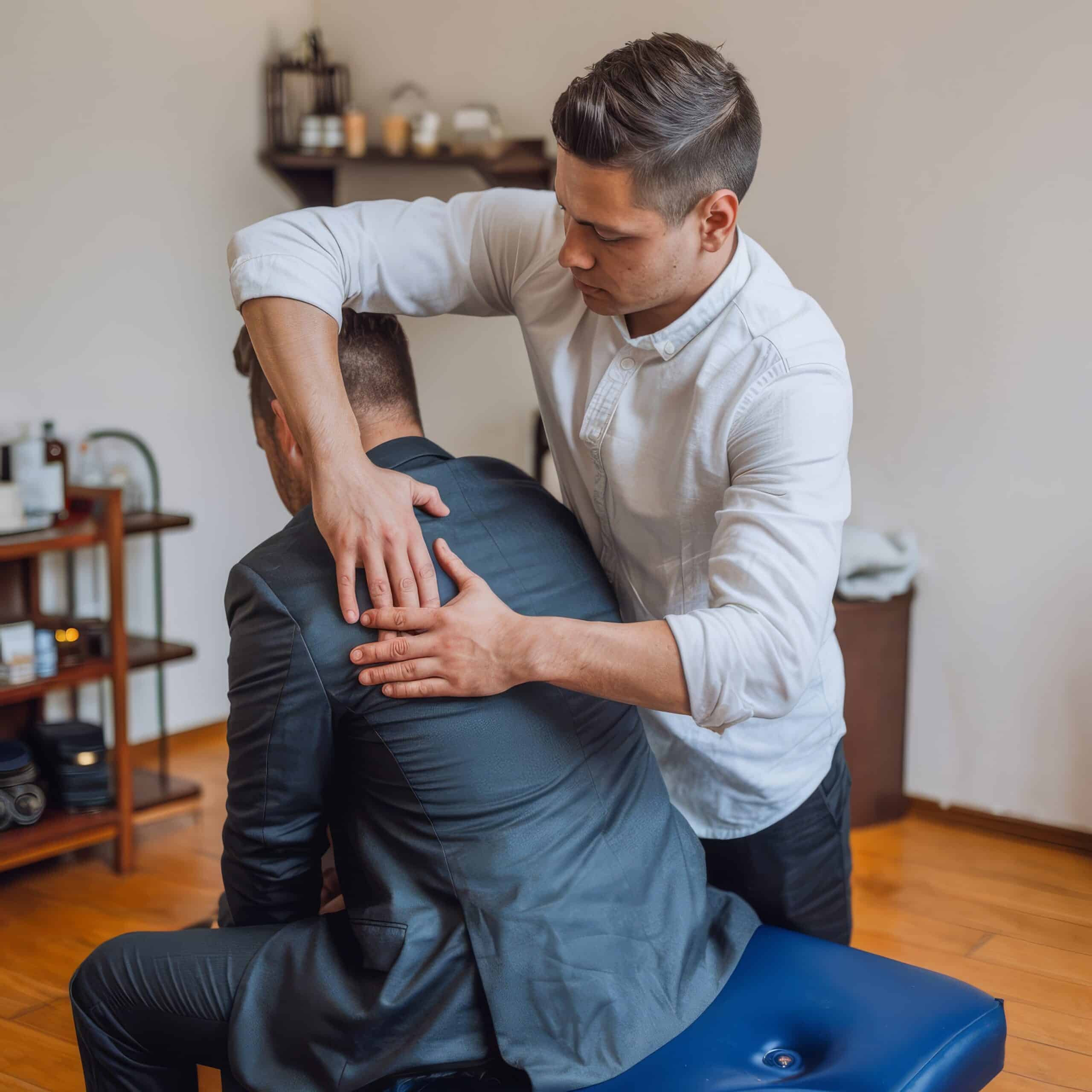 masseur-man-doing-back-massage-his-client  man doing back massage for his client
