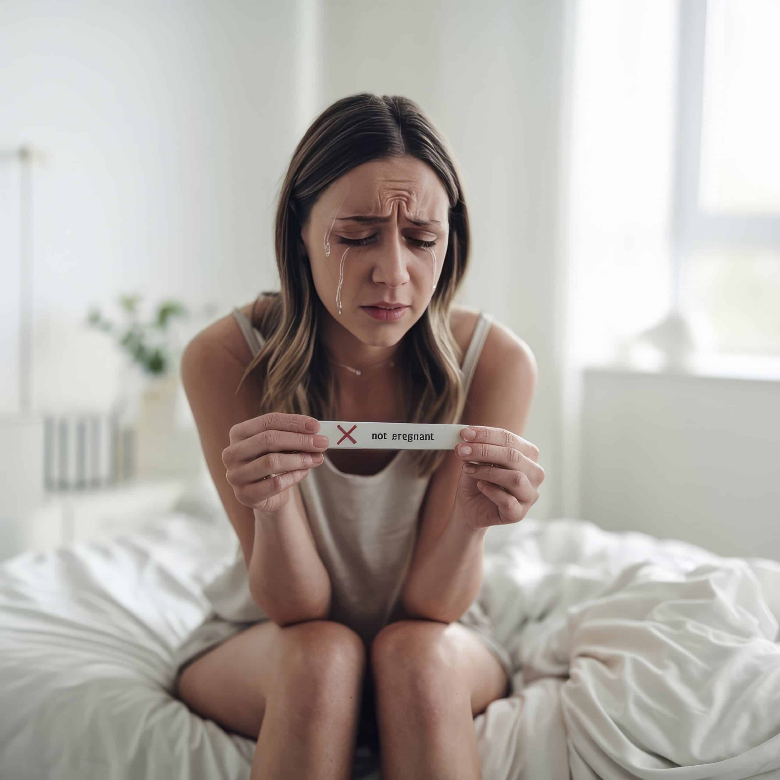upset-woman-sitting-sad-white-bed-with-negative-pregnancy-test Upset woman sitting sad in white bed with negative pregnancy test